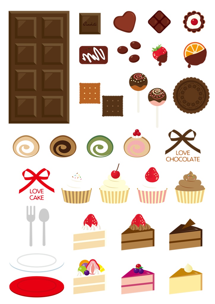 【印刷用】イラストカット【キッチン・フード・スイーツ】