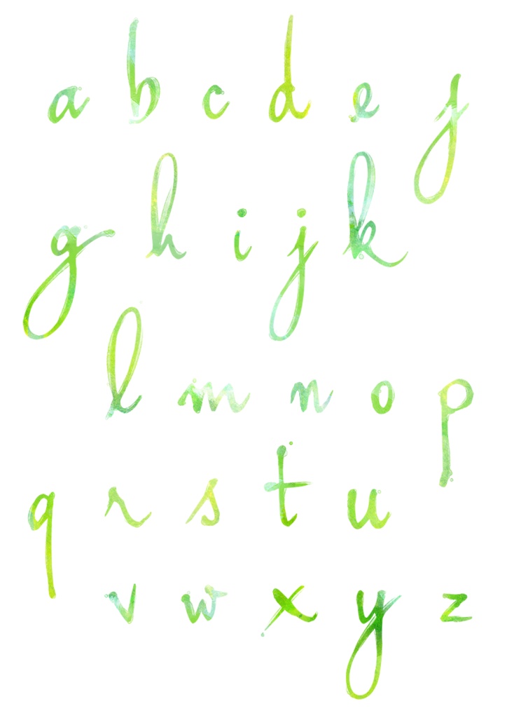 【印刷用】水彩風アルファベット・ボトルのイラスト