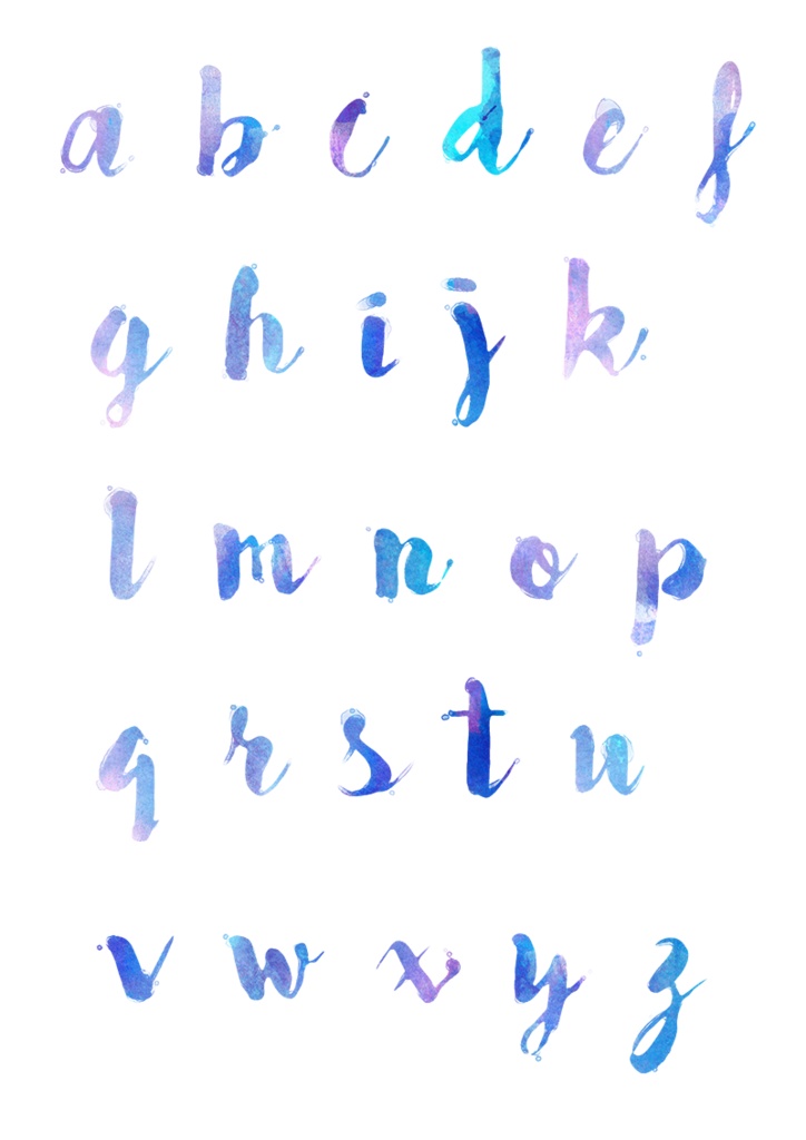 【印刷用】水彩風アルファベット・ボトルのイラスト
