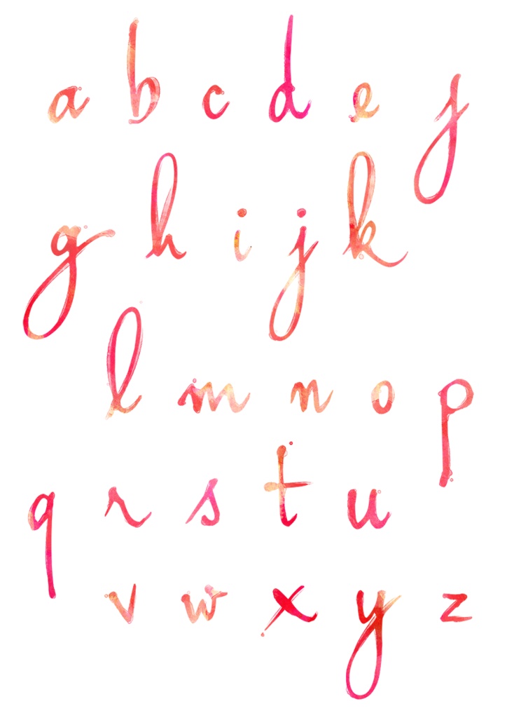 【印刷用】水彩風アルファベット・ボトルのイラスト