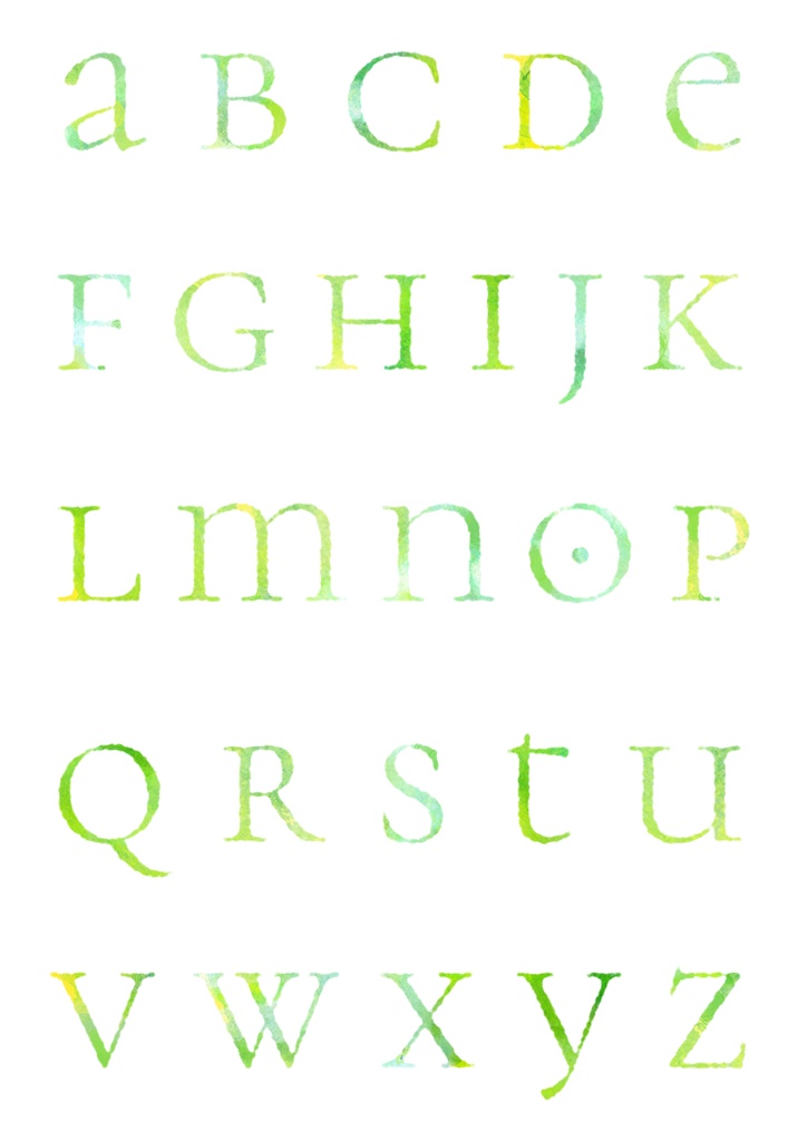 【印刷用】水彩風アルファベット・ボトルのイラスト