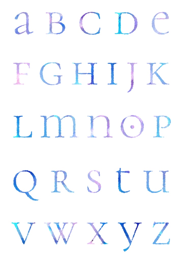 【印刷用】水彩風アルファベット・ボトルのイラスト