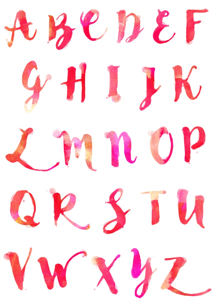 【印刷用】水彩風アルファベット・ボトルのイラスト
