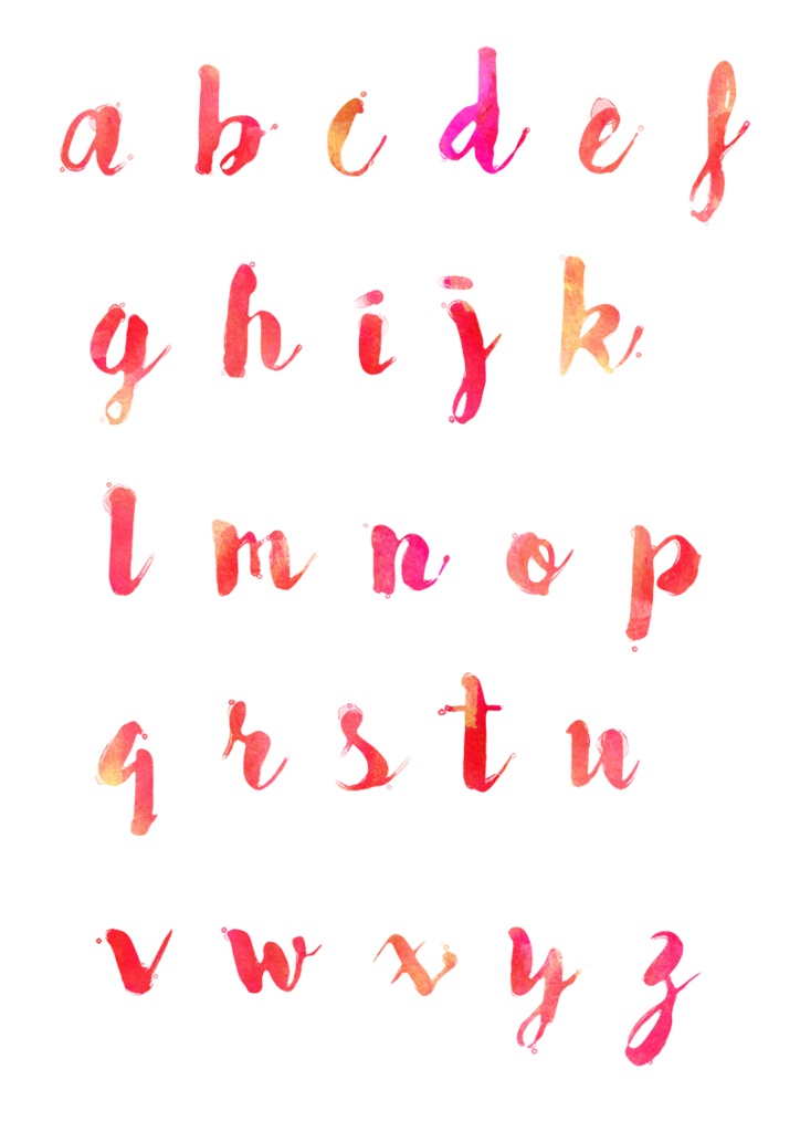 【印刷用】水彩風アルファベット・ボトルのイラスト