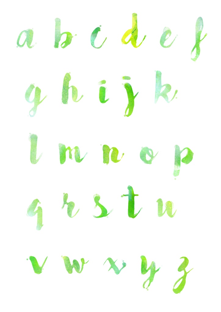 【印刷用】水彩風アルファベット・ボトルのイラスト