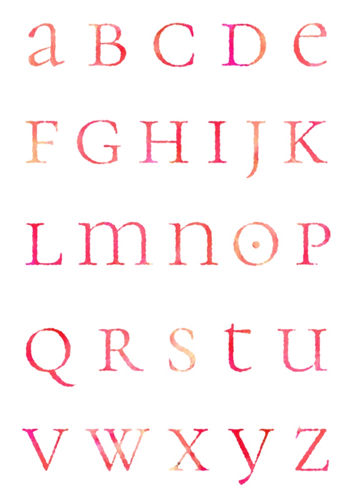 【印刷用】水彩風アルファベット・ボトルのイラスト