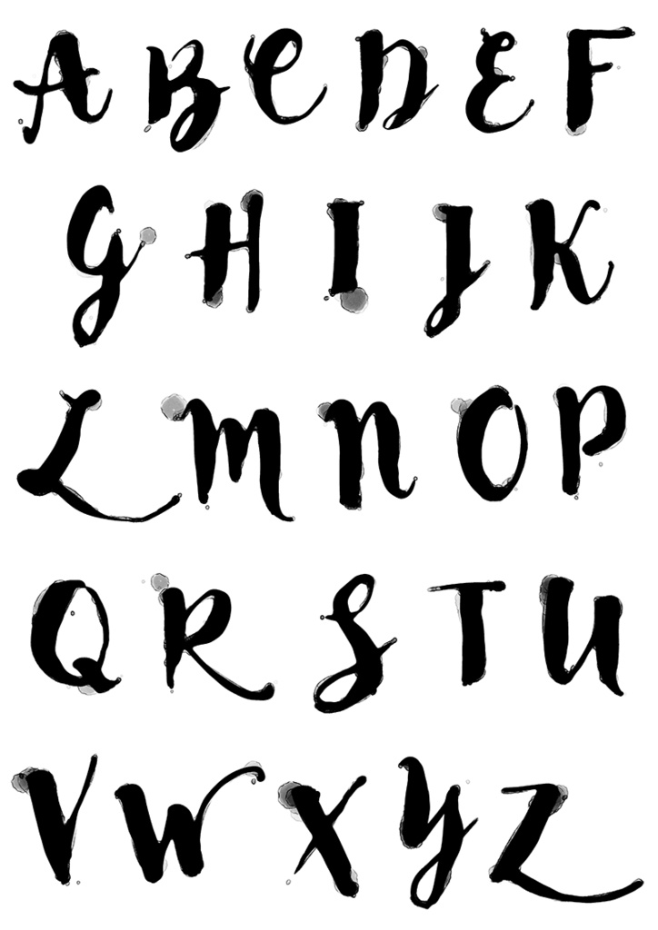 【印刷用】水彩風アルファベット・ボトルのイラスト