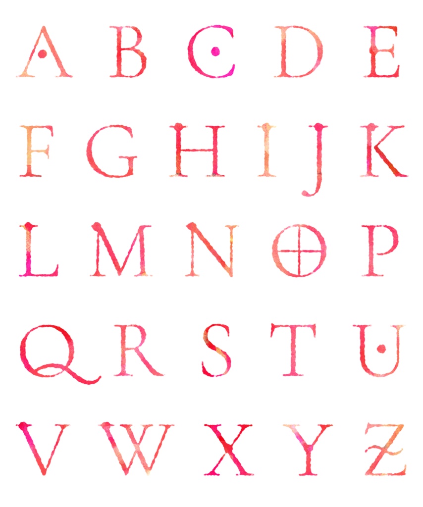 【印刷用】水彩風アルファベット・ボトルのイラスト