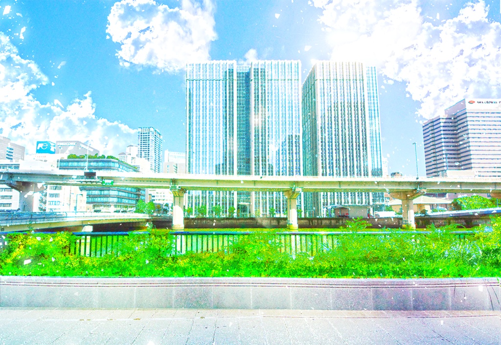 【印刷用】アニメ風「街の風景」5枚セット