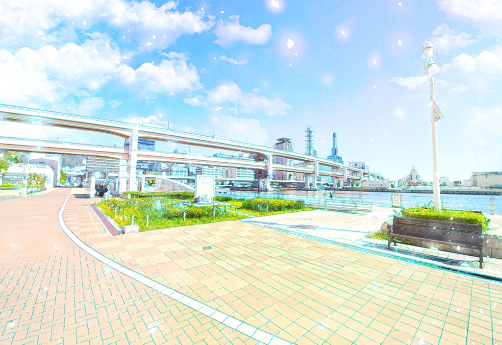 【印刷用】アニメ風「街の風景」5枚セット