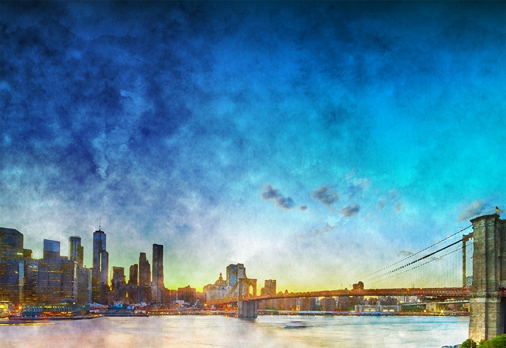 【印刷用】水彩風「都会の夜景」10枚セット