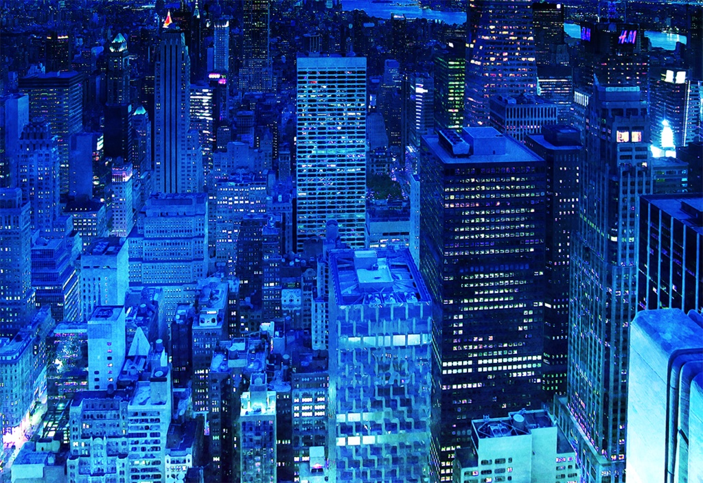 【印刷用】水彩風「都会の夜景」10枚セット