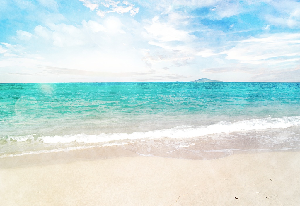 【印刷用】水彩風「空海夕景」10枚セット