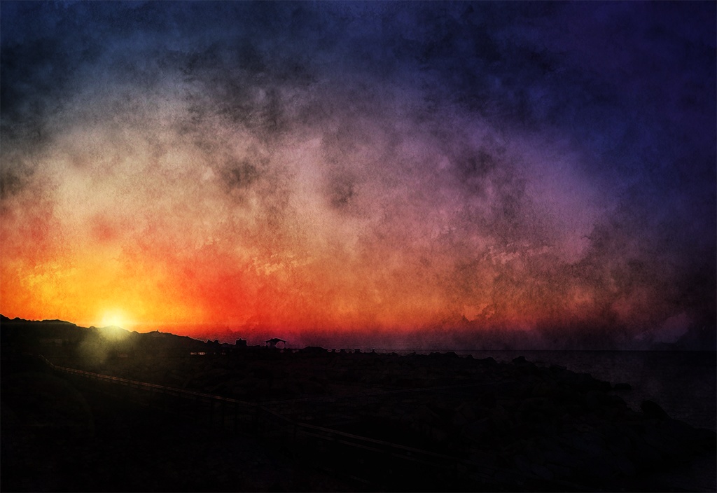 【印刷用】水彩風「空海夕景」10枚セット