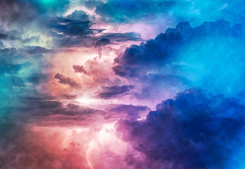 【印刷用】水彩風「空海夕景」10枚セット