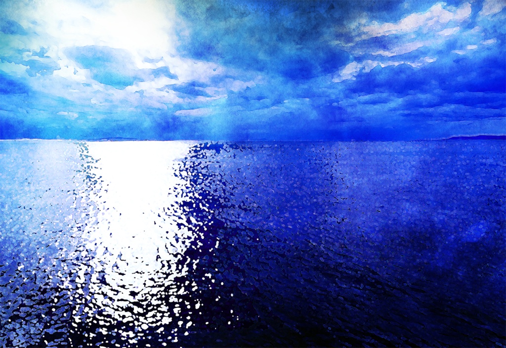 【印刷用】水彩風「空海夕景」10枚セット