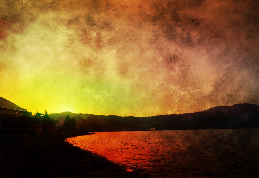 【印刷用】水彩風「空海夕景」10枚セット