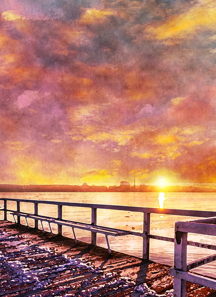 【印刷用】水彩風「幻想的な海」5枚セット