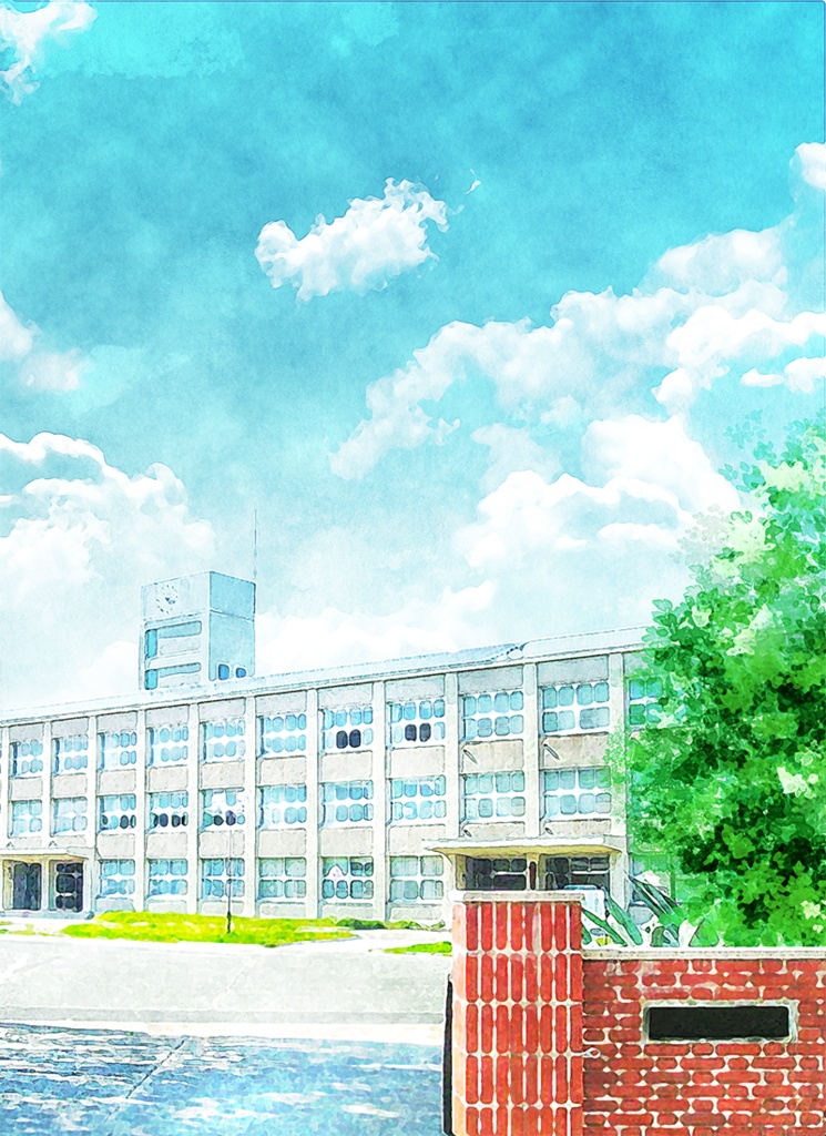 【印刷用】水彩風「色んな建物」5枚セット