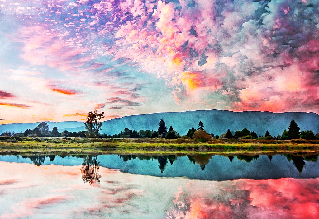 【印刷用】水彩風「幻想的な風景」10枚セット