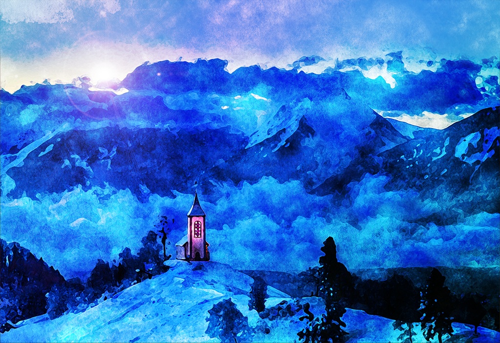 【印刷用】水彩風「幻想的な風景」10枚セット