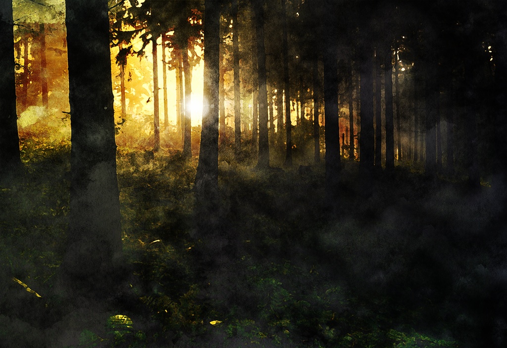 【印刷用】水彩風「幻想的な風景」10枚セット