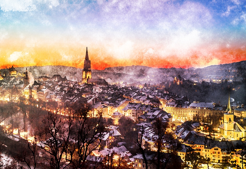 【印刷用】水彩風「幻想的な風景」10枚セット