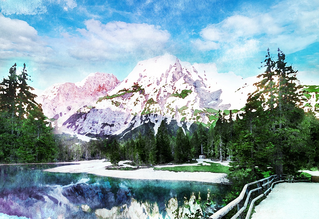 【印刷用】水彩風「幻想的な風景」10枚セット