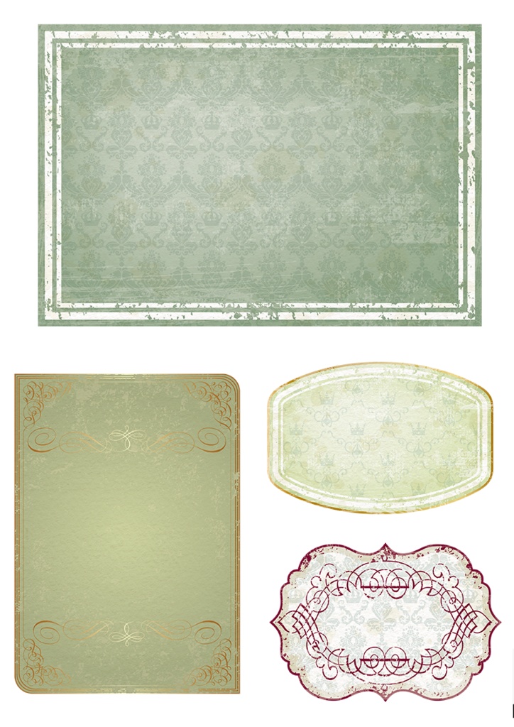 【印刷用】イラストカット「ヴィンテージなラベル&フレーム」