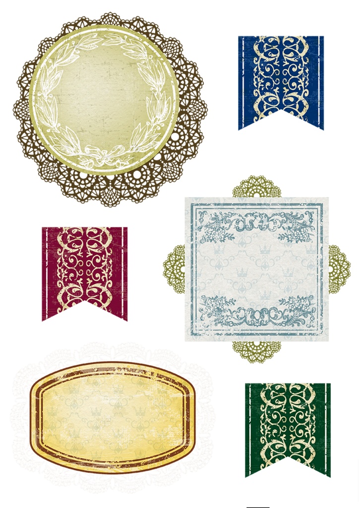 【印刷用】イラストカット「ヴィンテージなラベル&フレーム」