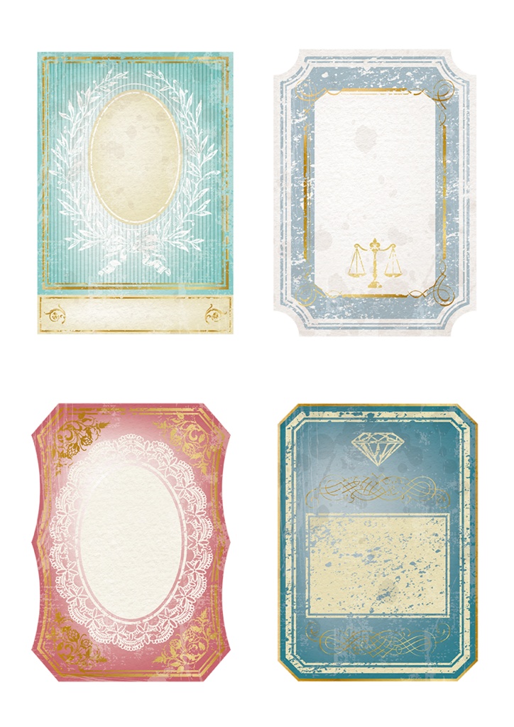 【印刷用】イラストカット「ヴィンテージなラベル&フレーム」