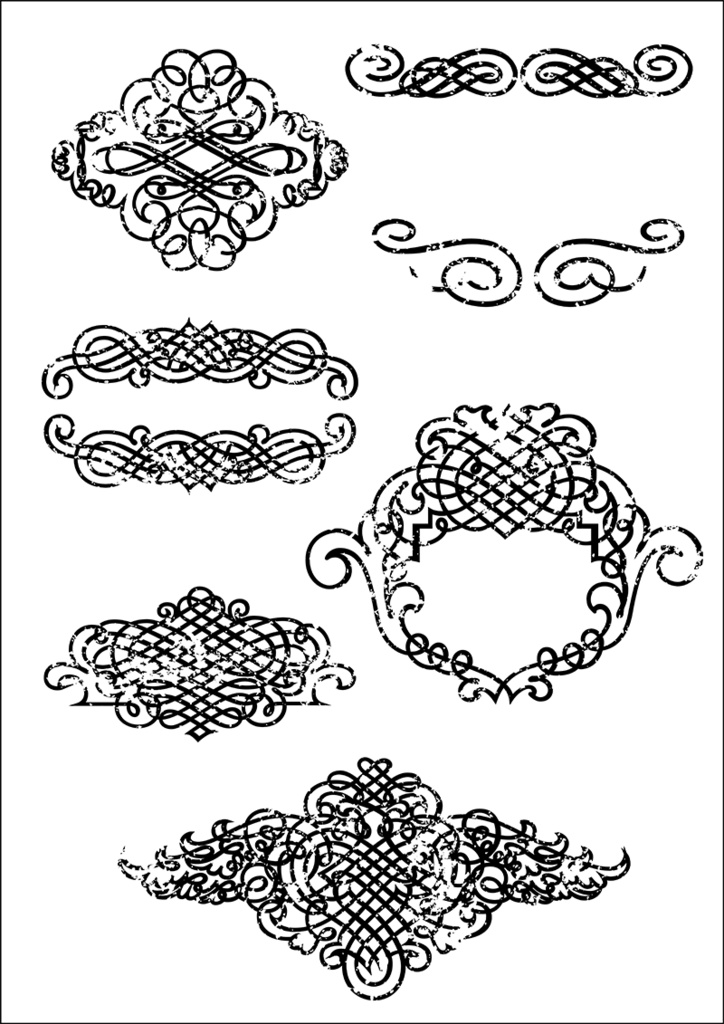 【印刷用】イラストカット「ヴィンテージなラベル&フレーム」