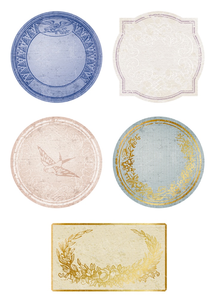 【印刷用】イラストカット「ヴィンテージなラベル&フレーム」