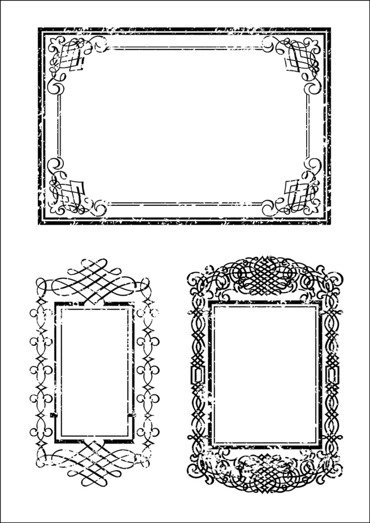 【印刷用】イラストカット「ヴィンテージなラベル&フレーム」