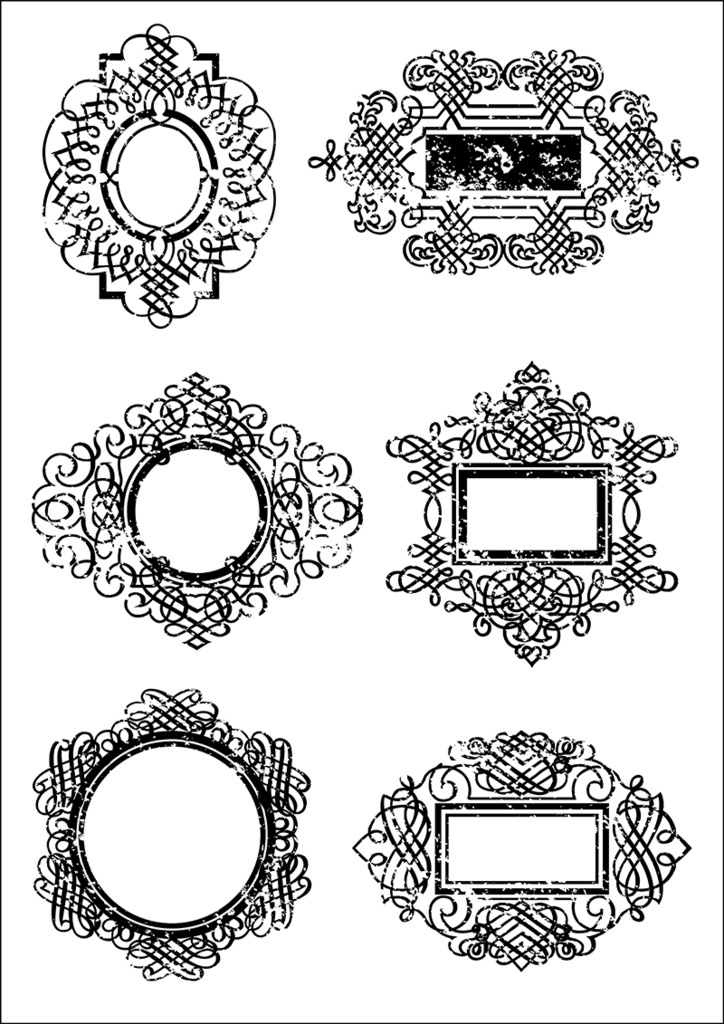 【印刷用】イラストカット「ヴィンテージなラベル&フレーム」