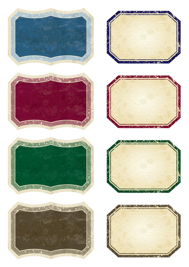 【印刷用】イラストカット「ヴィンテージなラベル&フレーム」