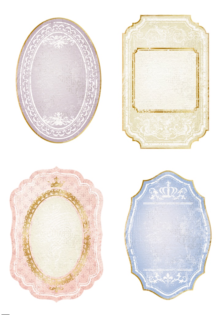 【印刷用】イラストカット「ヴィンテージなラベル&フレーム」