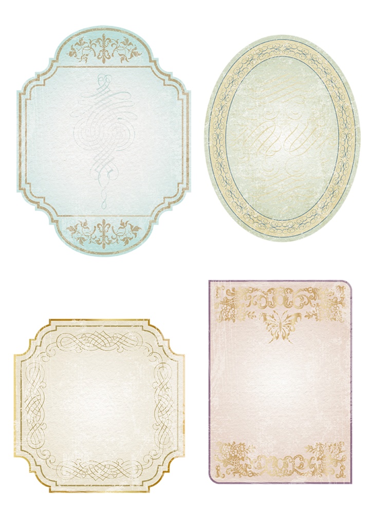 【印刷用】イラストカット「ヴィンテージなラベル&フレーム」