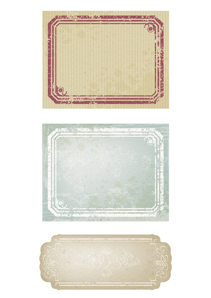 【印刷用】イラストカット「ヴィンテージなラベル&フレーム」