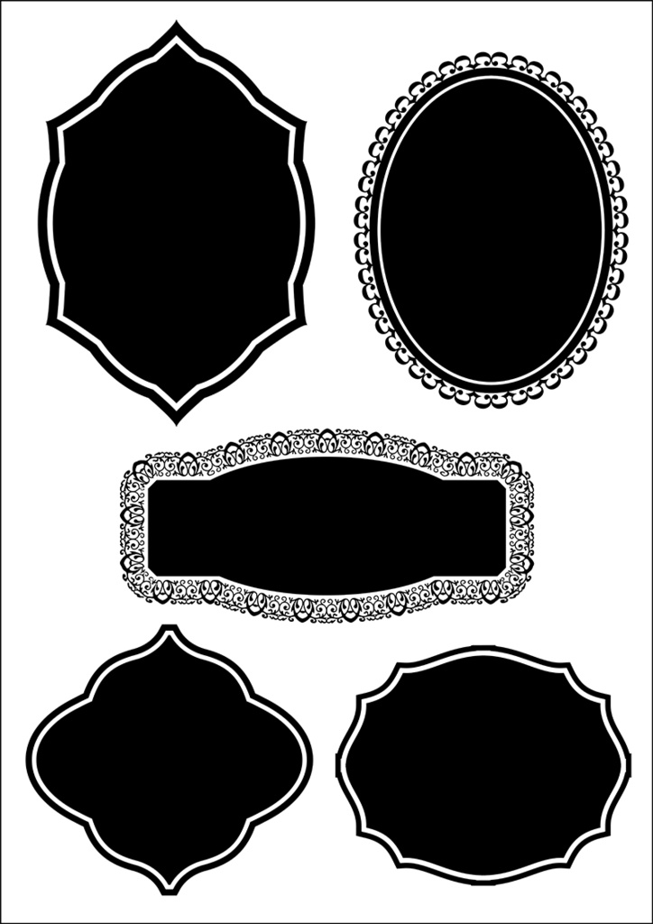 【印刷用】イラストカット「ヴィンテージなラベル&フレーム」