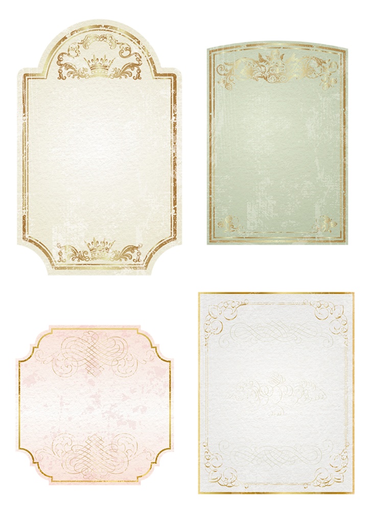 【印刷用】イラストカット「ヴィンテージなラベル&フレーム」