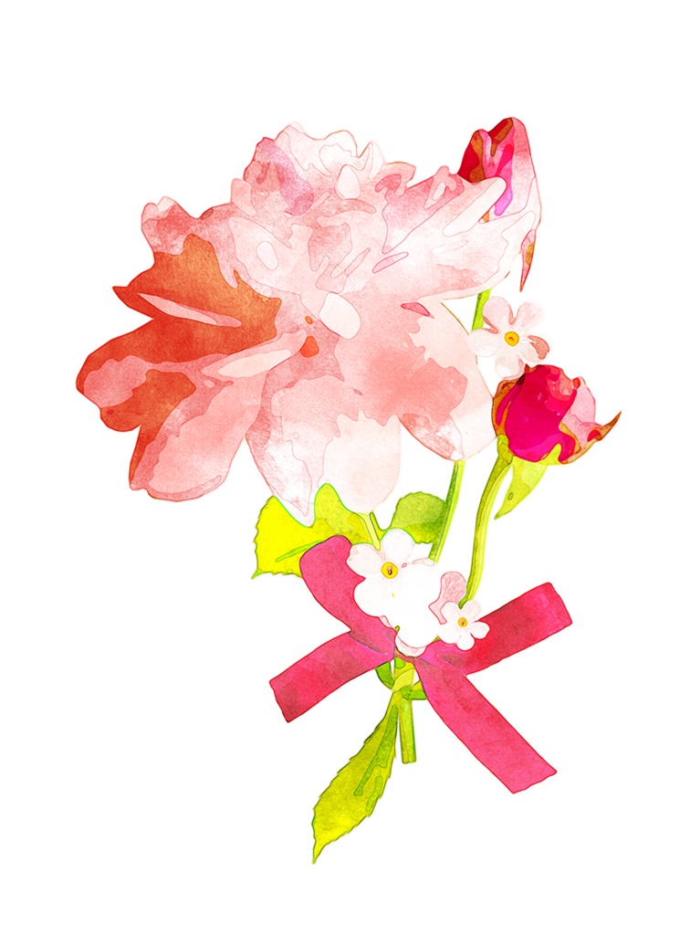 【印刷用】水彩風花の素材