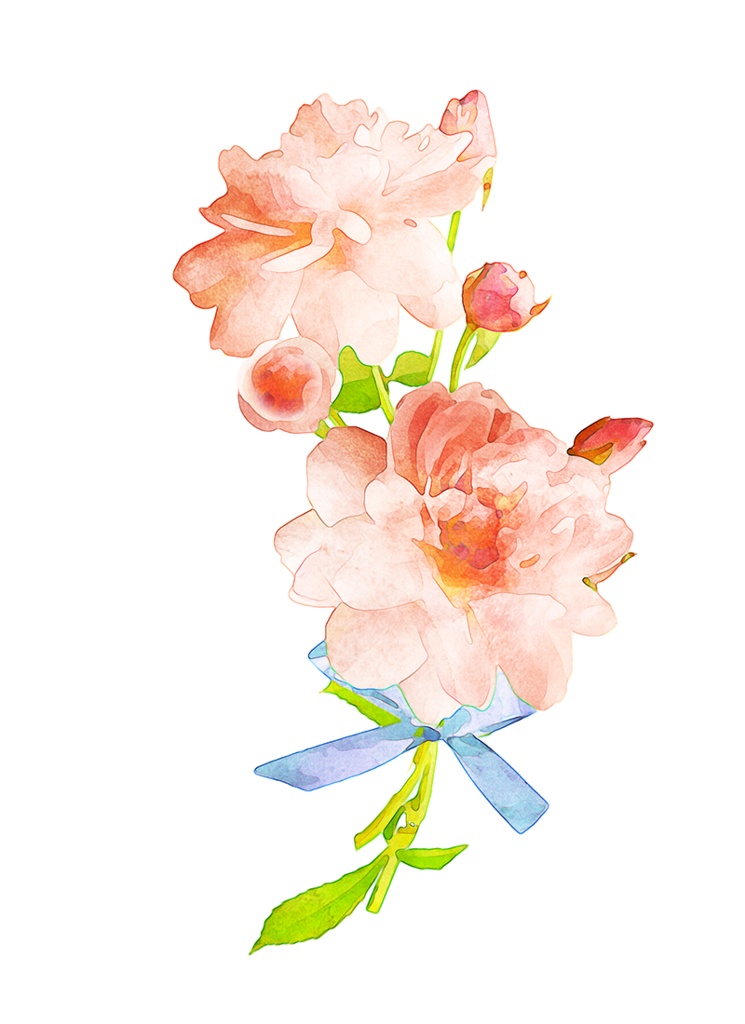 【印刷用】水彩風花の素材