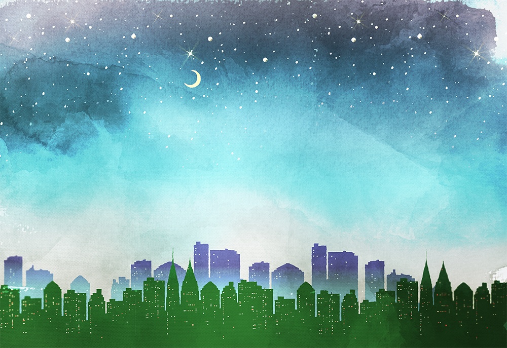 【印刷用】水彩風「夜空」