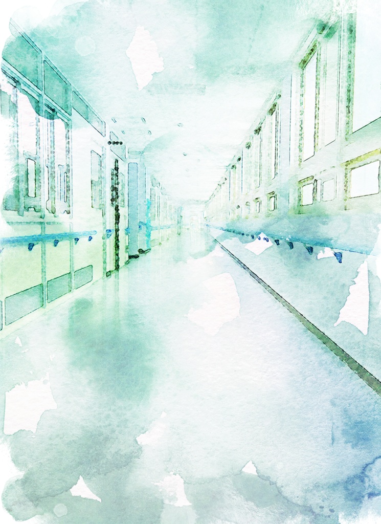 【印刷用】水彩風風景「教室」