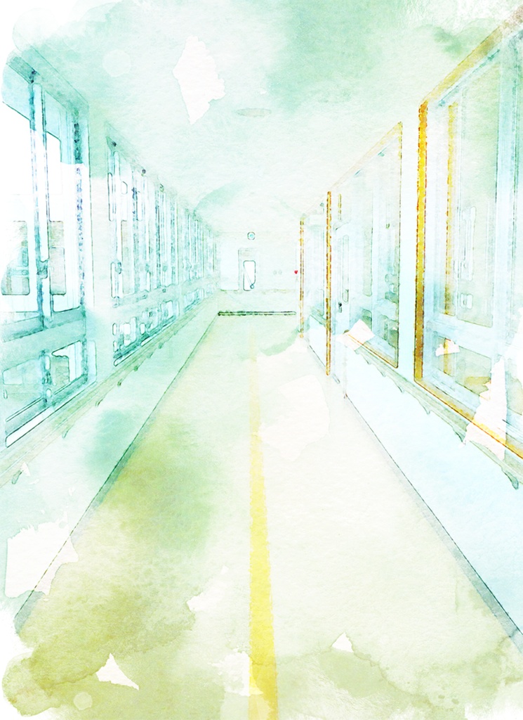 【印刷用】水彩風風景「教室」