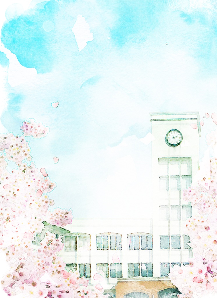 【印刷用】水彩風風景「学校」