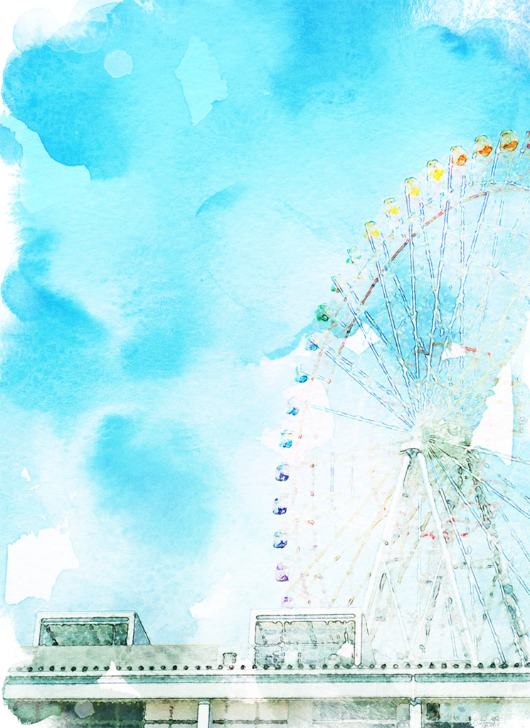 【印刷用】水彩風風景「街」