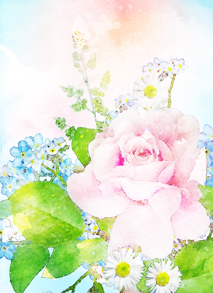 【印刷用】水彩風「花2」