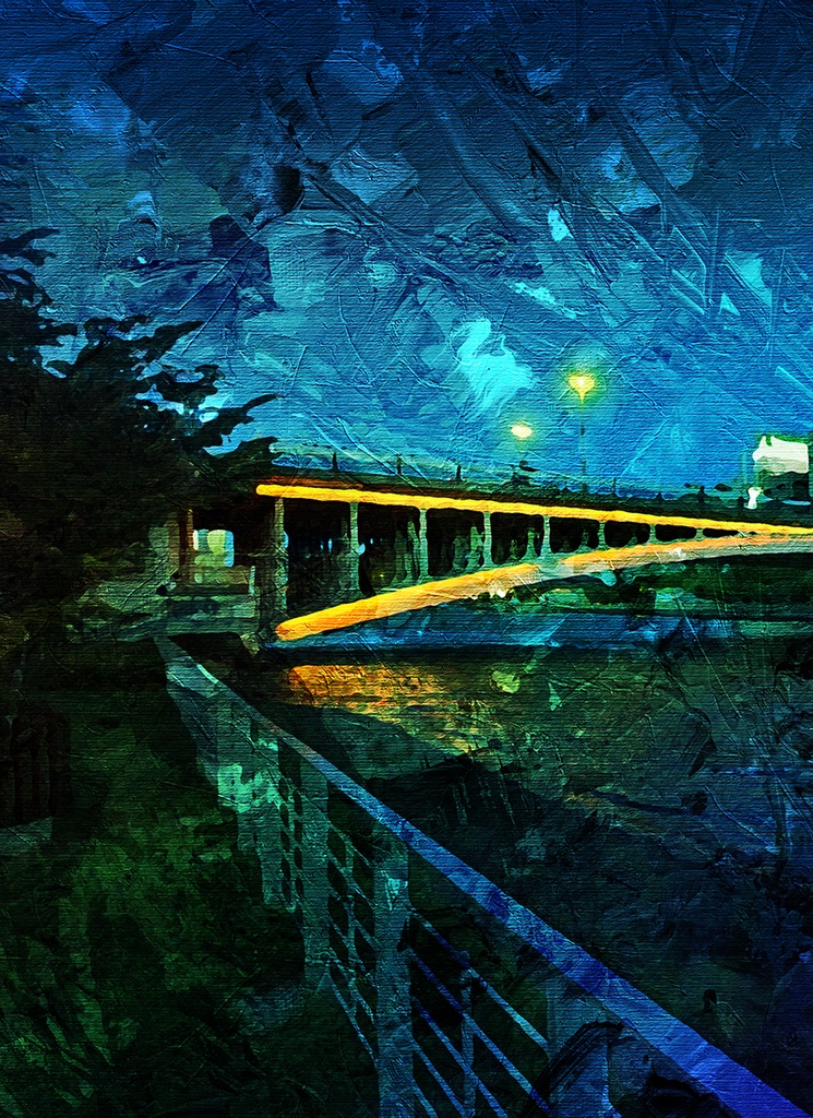 【印刷用】油絵風「暮れる街」